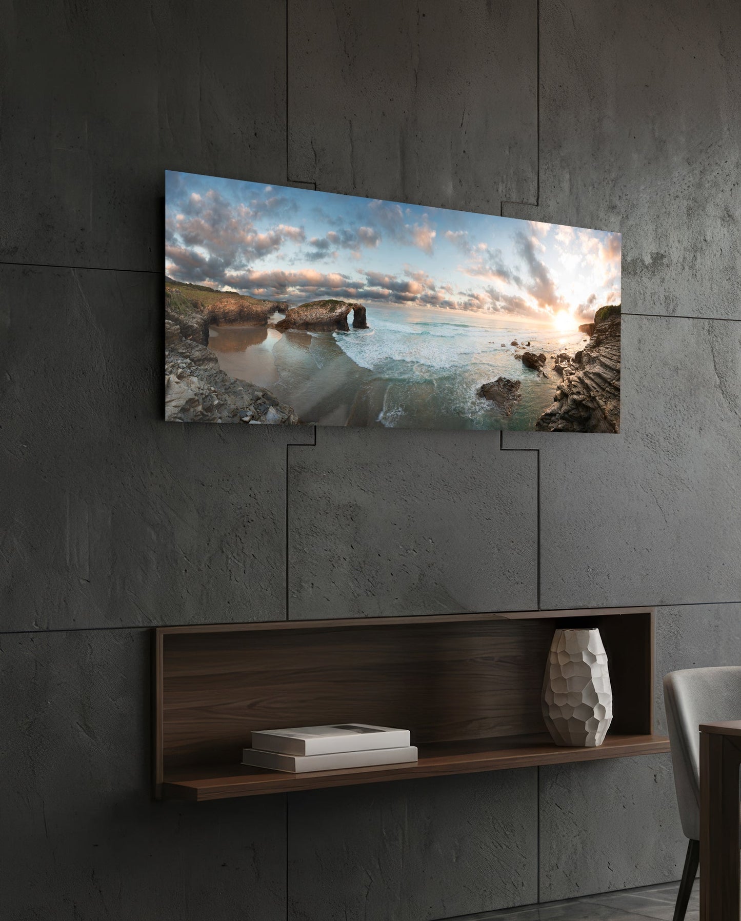 Rock Arch Cliff Coastline Waves Glass Wall Art