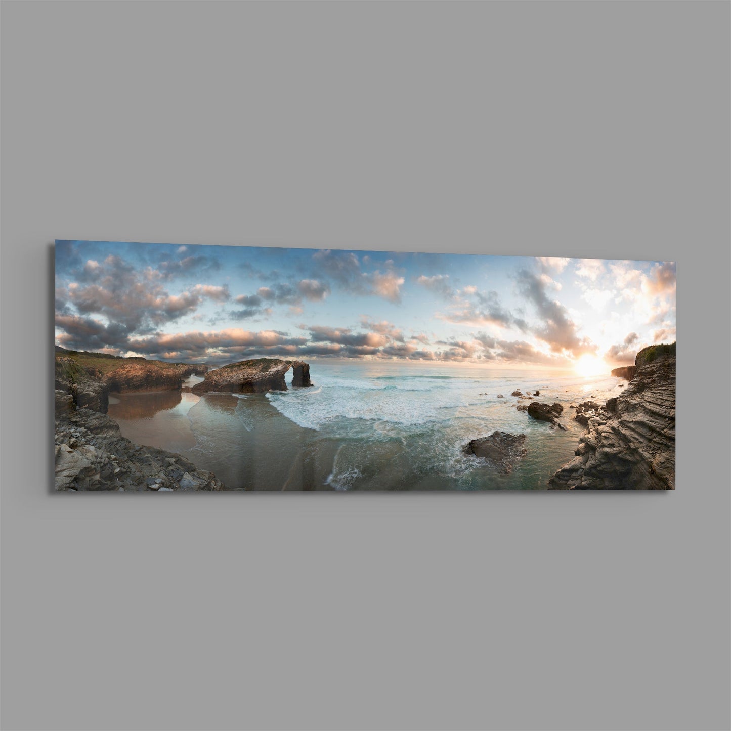 Rock Arch Cliff Coastline Waves Glass Wall Art