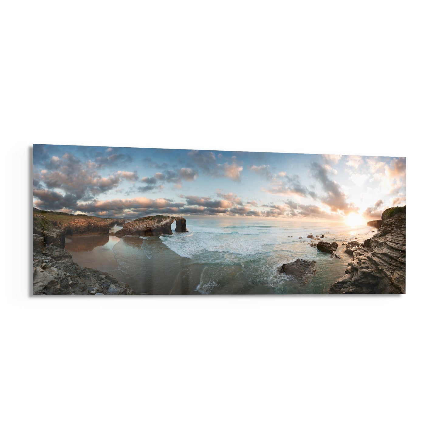 Rock Arch Cliff Coastline Waves Glass Wall Art