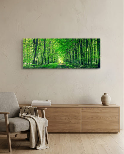 Leafy Tunnel Woodland Path Glass Wall Art