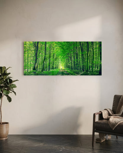 Leafy Tunnel Woodland Path Glass Wall Art