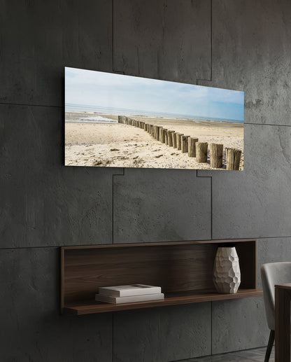 Weathered Wood Posts Pale Shore Glass Wall Art