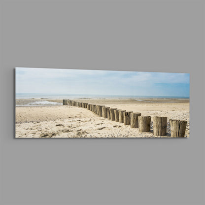 Weathered Wood Posts Pale Shore Glass Wall Art