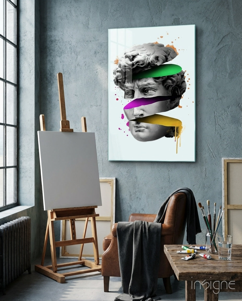 Neon Bands Sliced David Glass Wall Art