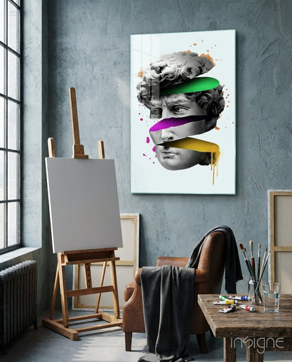 Neon Bands Sliced David Glass Wall Art