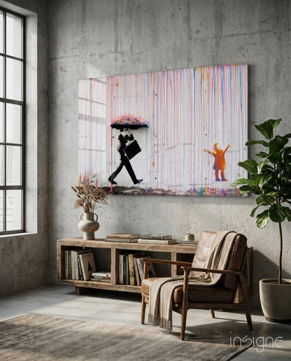 Color of Rain Street Stencil Glass Wall Art