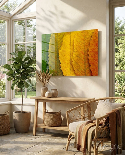 Macro Serrated Leaves Color Shift Glass Wall Art