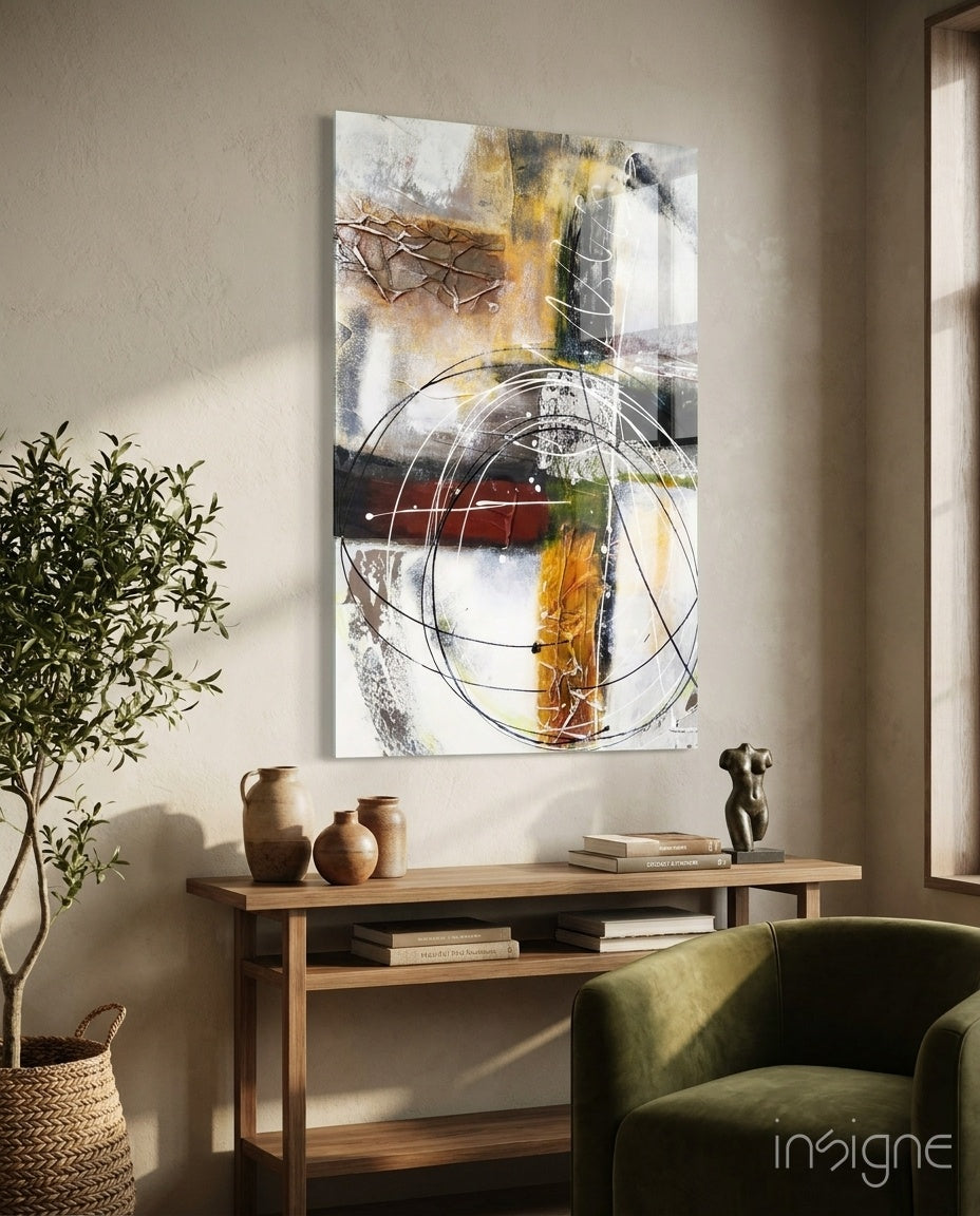 Layered Rings Warm Abstract Glass Wall Art