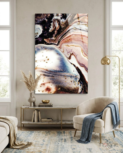 Purple and Peach Geode Marble Glass Wall Art