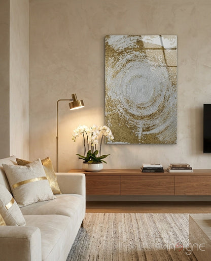 Silver Gold Spiral Vortex Glass Wall Art
