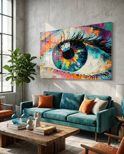 Palette Knife Painted Colorful Eye Glass Wall Art