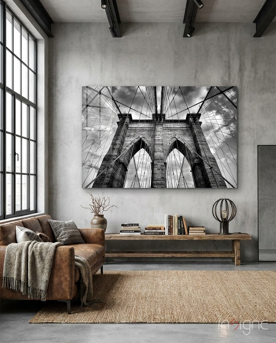 Bridge Arches Upward View Glass Wall Art