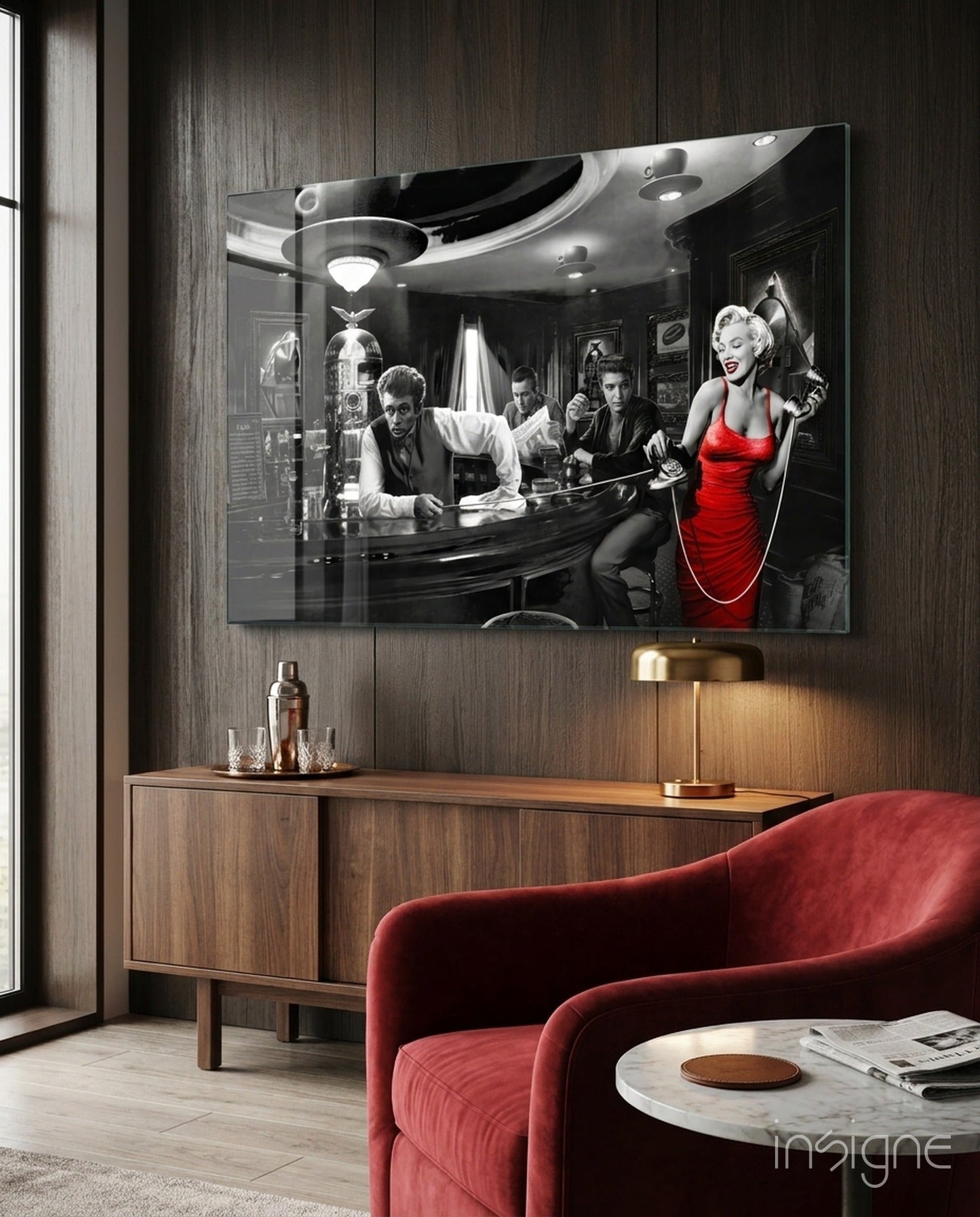 Red Dress Diner Legends Glass Wall Art