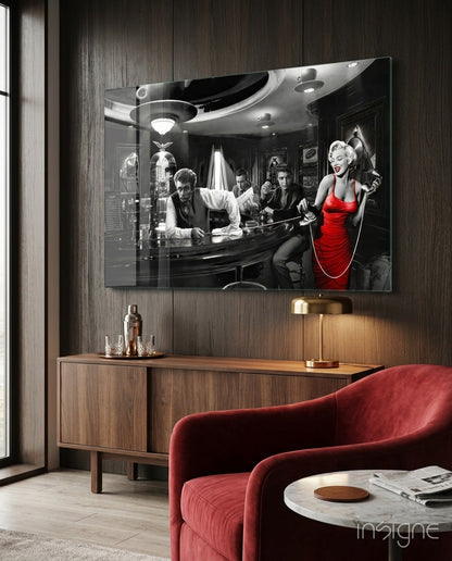 Red Dress Diner Legends Glass Wall Art