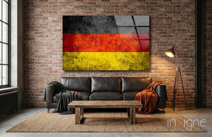 Scratched Grunge German Flag Glass Wall Art