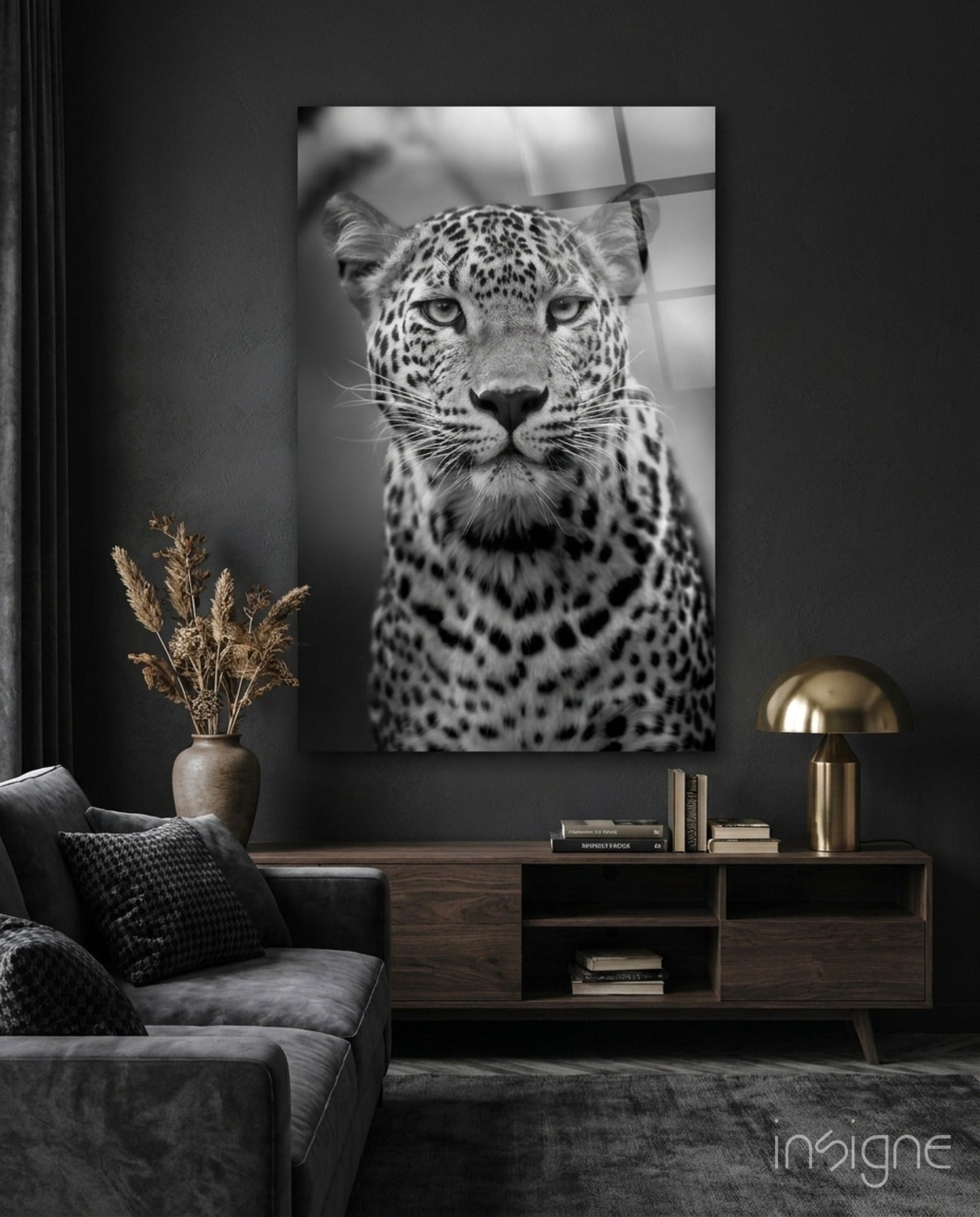 Bold Stare Leopard Portrait Glass Wall Art