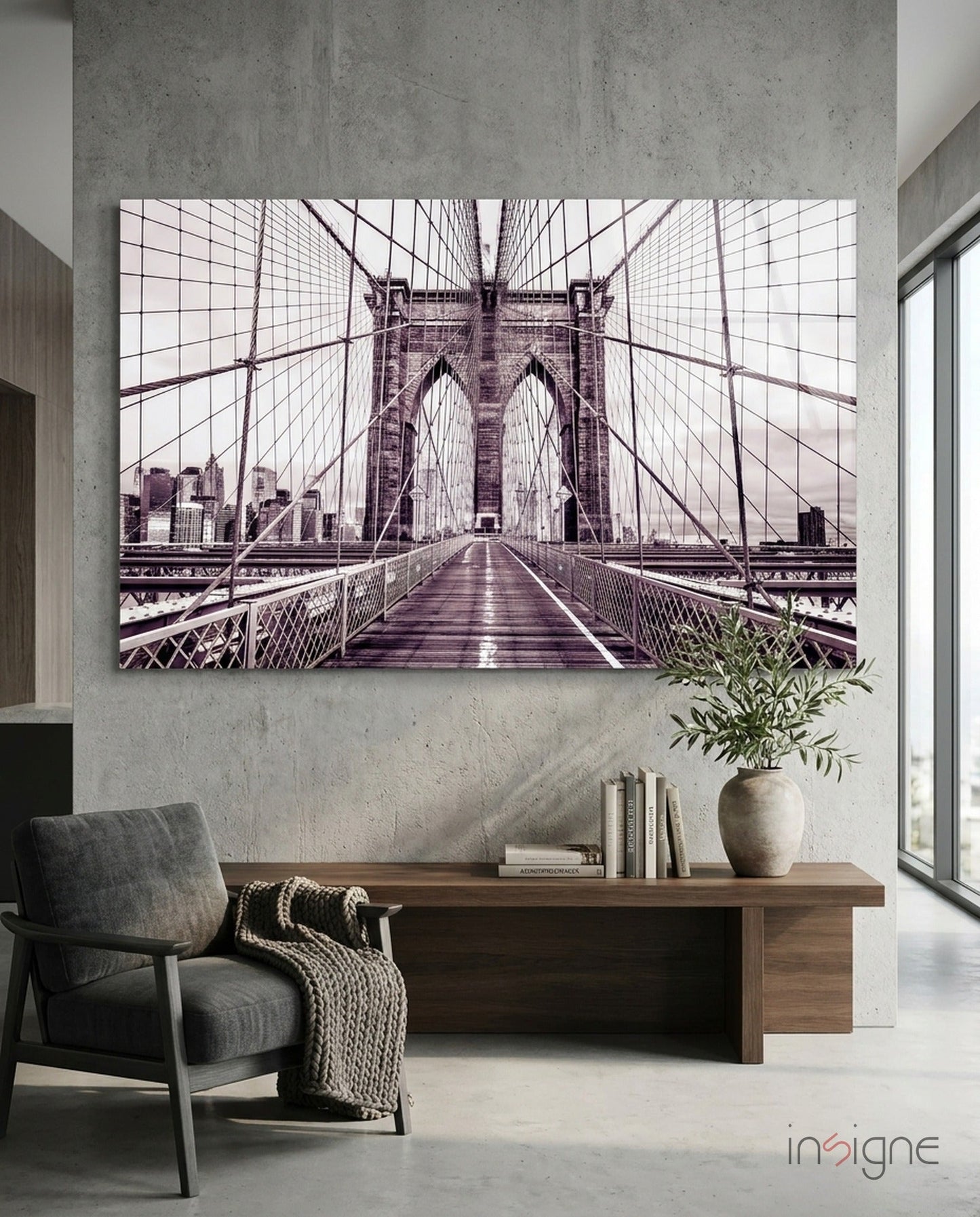 Vintage Bridge Walkway Symmetry Glass Wall Art