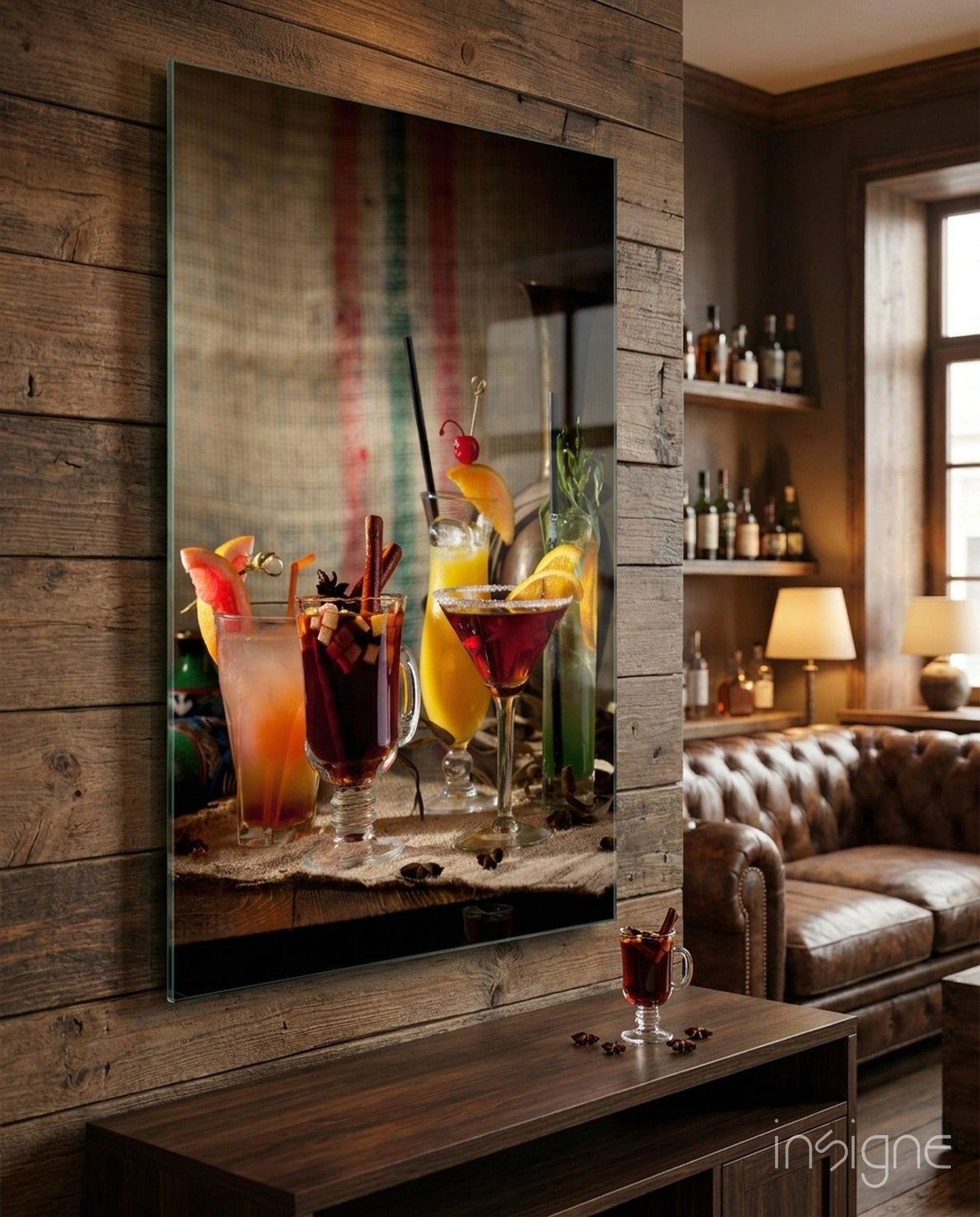 Rustic Spiced Winter Cocktails Glass Wall Art