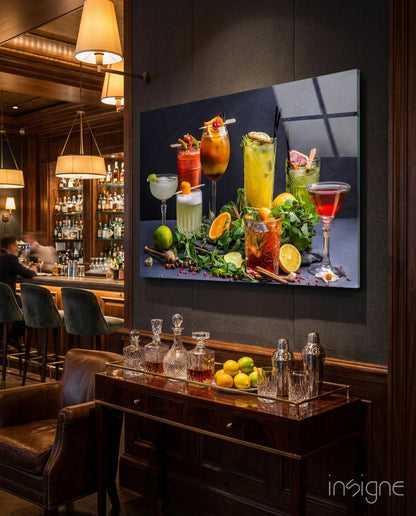 Citrus And Herb Bar Spread Cocktails Glass Wall Art