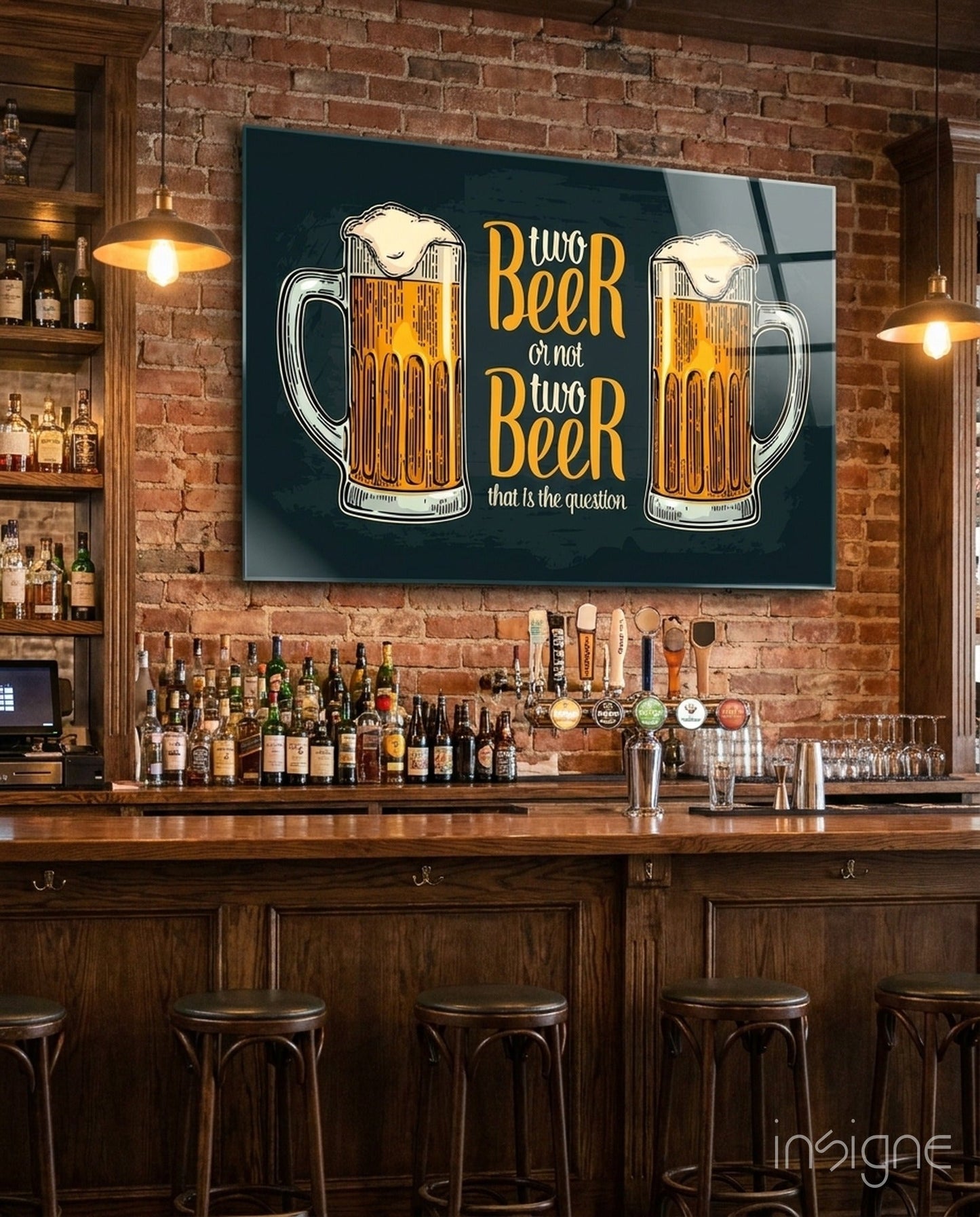 Two Beer Or Not Two Beer Pub Quote Glass Wall Art