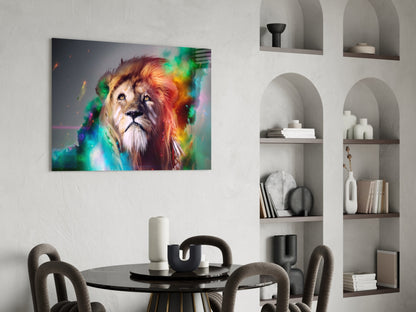 Vibrant Rainbow Lion Glass Wall Art
