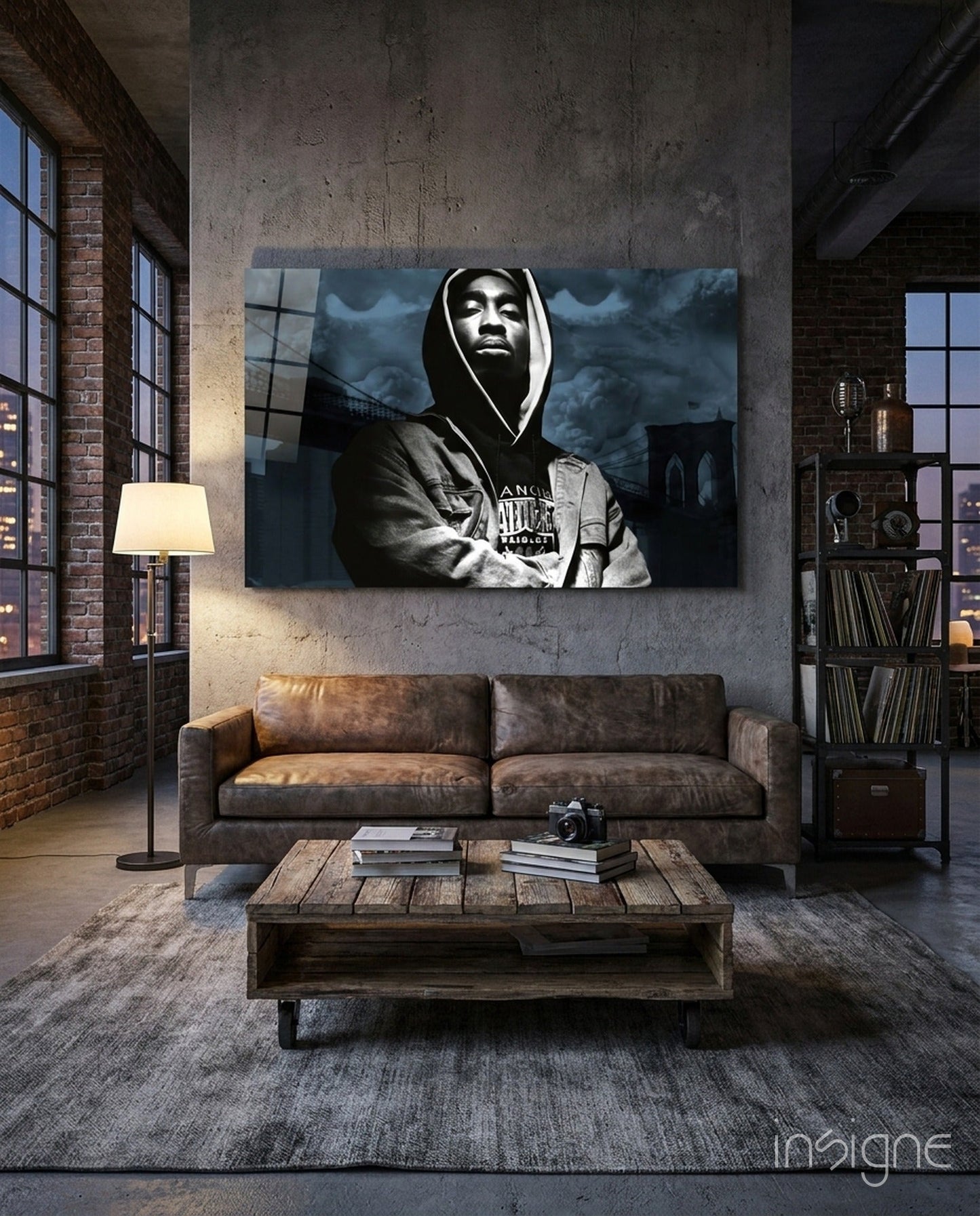 Hooded Rapper By Bridge Blue Tone Glass Wall Art
