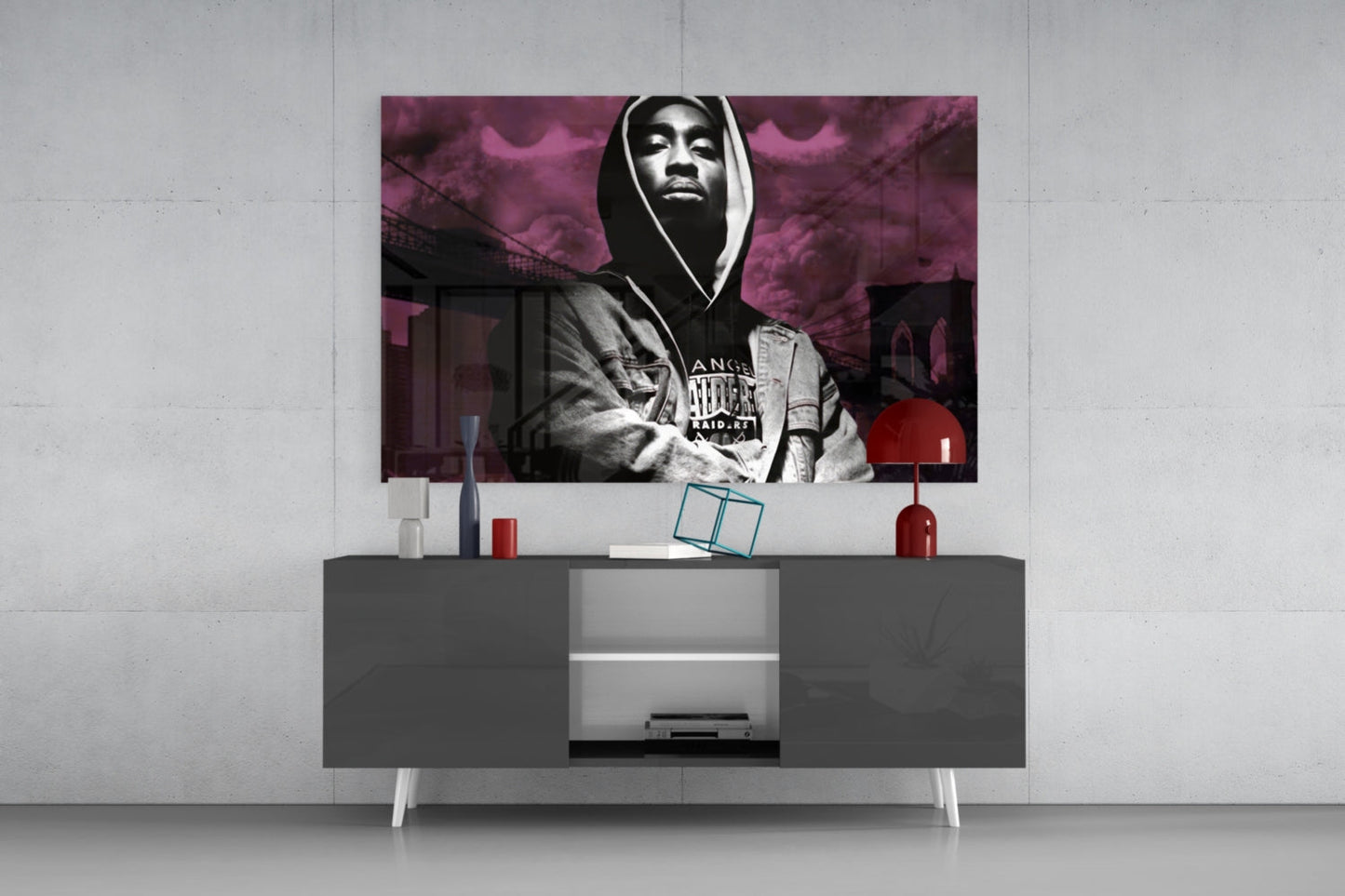 Hooded Rapper By Bridge Pink Haze Glass Wall Art