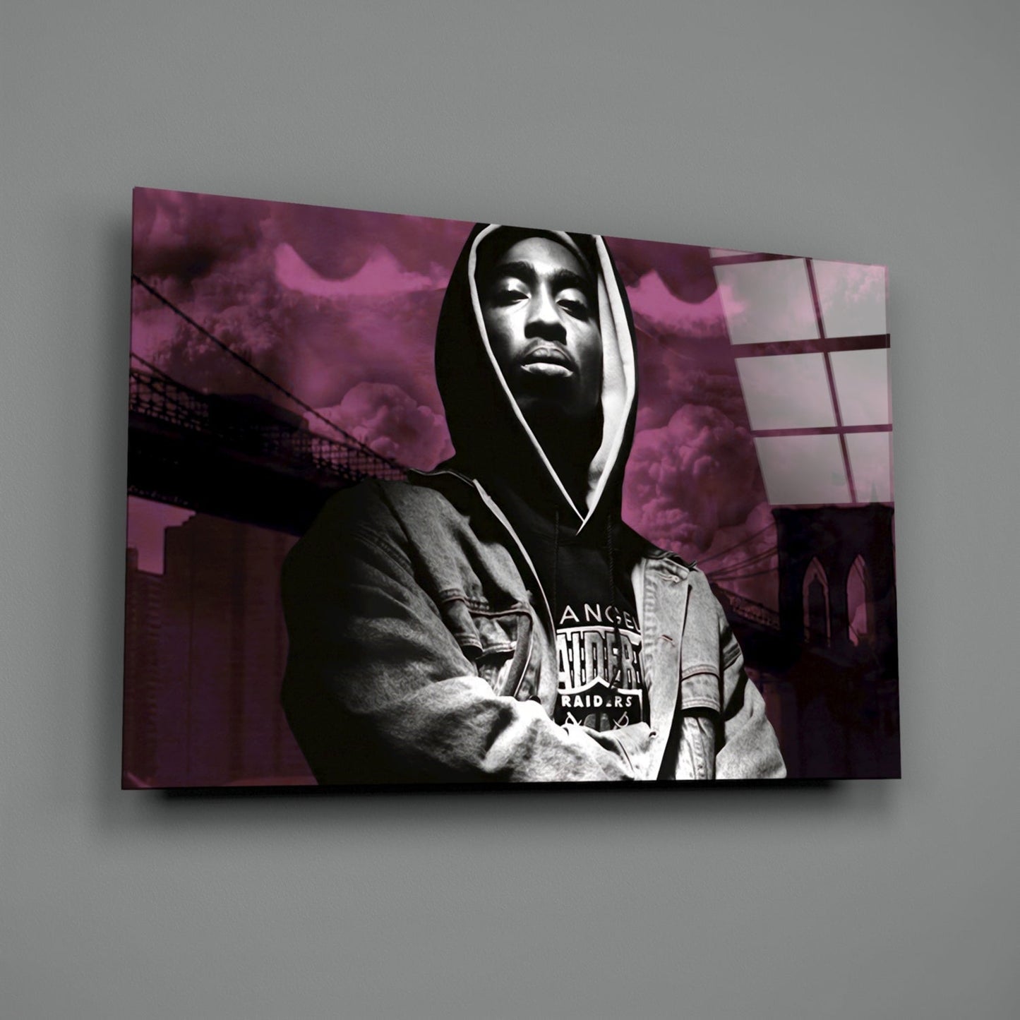 Hooded Rapper By Bridge Pink Haze Glass Wall Art