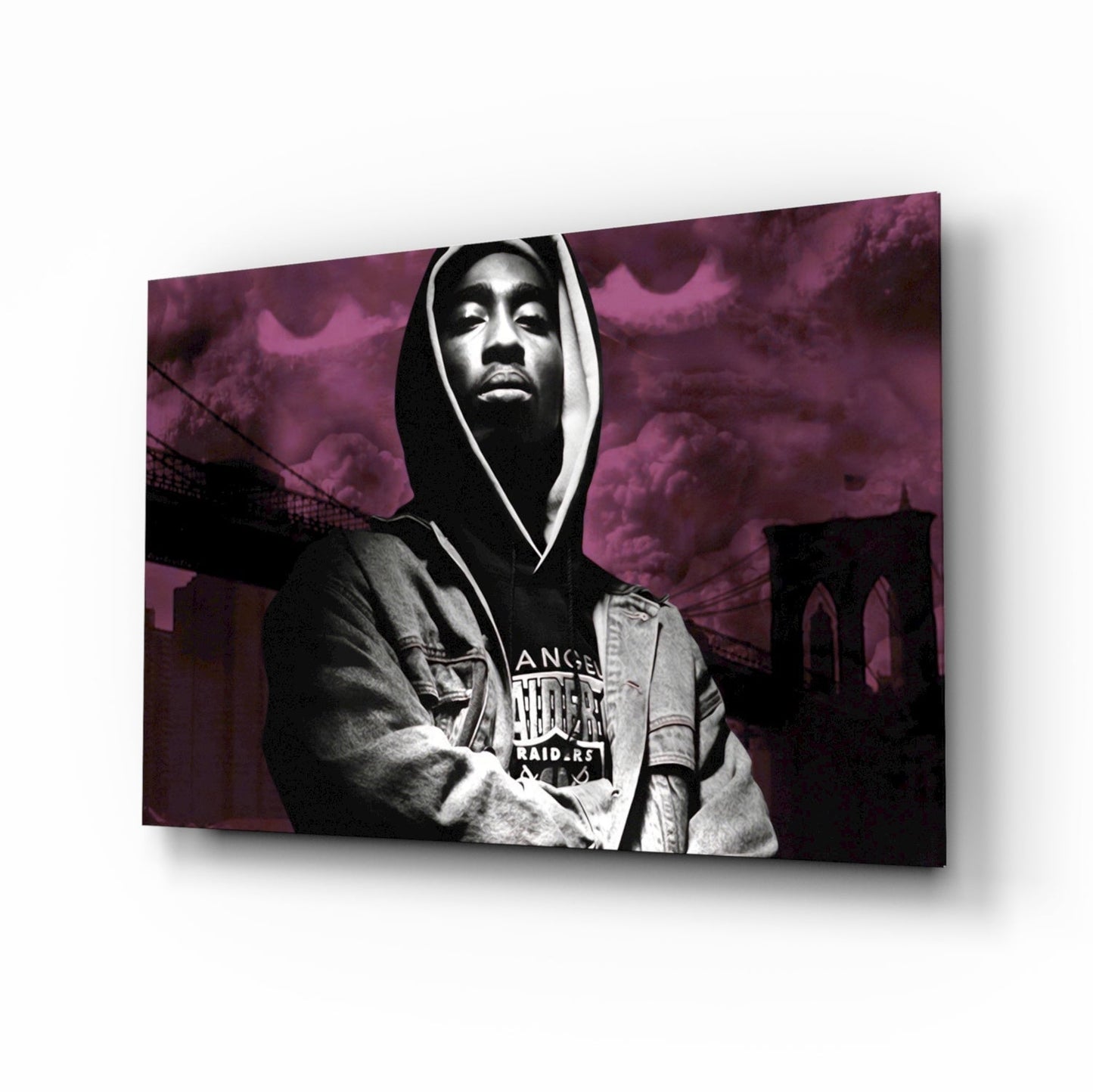 Hooded Rapper By Bridge Pink Haze Glass Wall Art