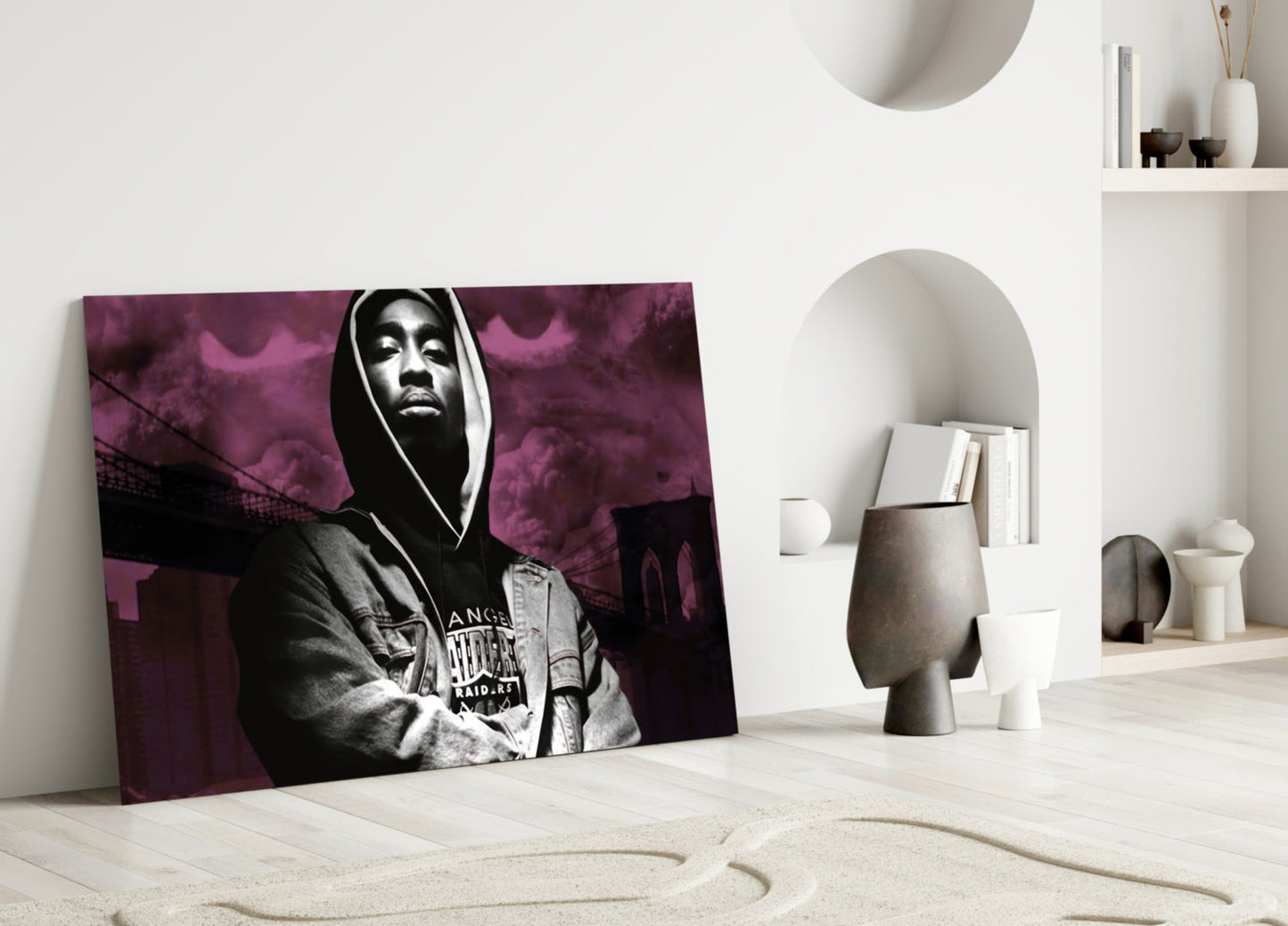 Hooded Rapper By Bridge Pink Haze Glass Wall Art