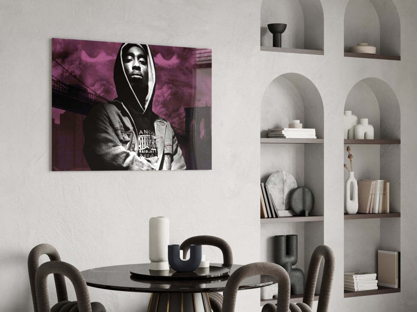 Hooded Rapper By Bridge Pink Haze Glass Wall Art