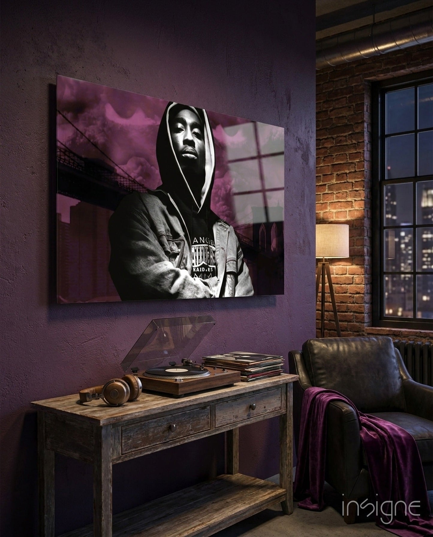 Hooded Rapper By Bridge Pink Haze Glass Wall Art