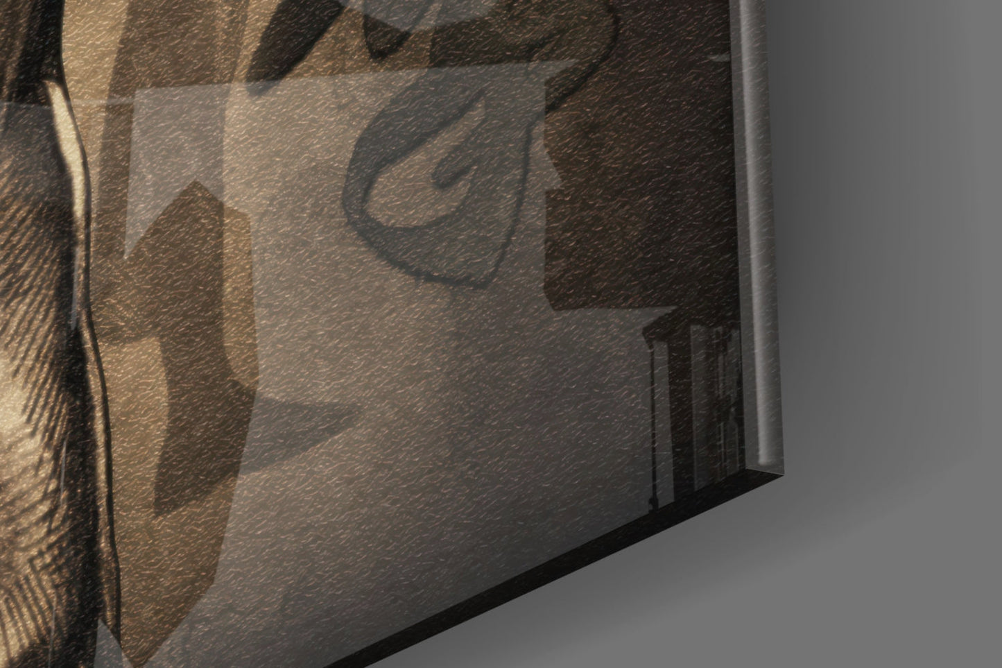 Sepia Kanji Martial Arts Master Glass Wall Art