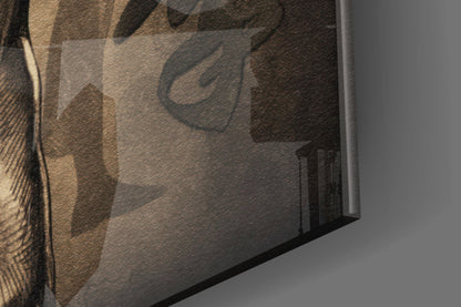 Sepia Kanji Martial Arts Master Glass Wall Art