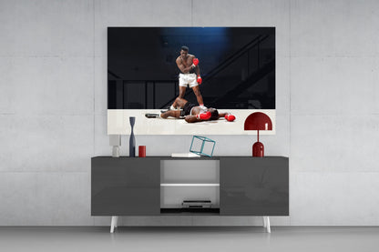 Standing Over Fallen Rival Glass Wall Art