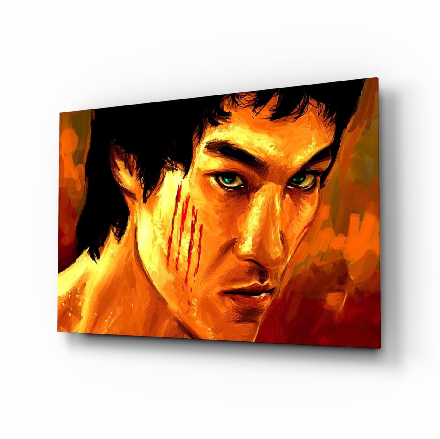 Fiery Orange Claw Scratch Fighter Glass Wall Art