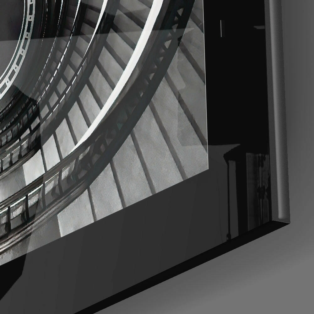Spiral Staircase Looking Down Glass Wall Art