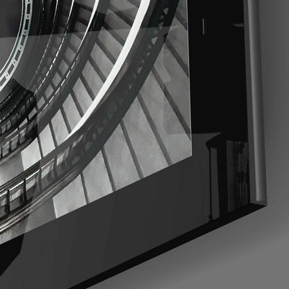 Spiral Staircase Looking Down Glass Wall Art