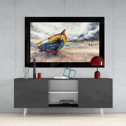 Fishing Boat Glass Wall Art