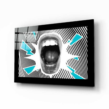 Open Mouth Optical Stripe Burst Glass Wall Art