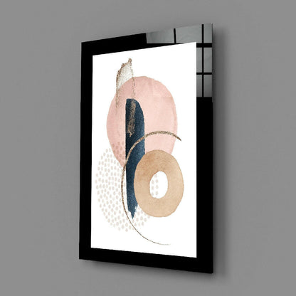 Pink Circle And Tan Ring Glass Wall Art