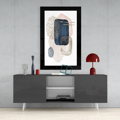 Gold Dotted Stacked Blocks Glass Wall Art