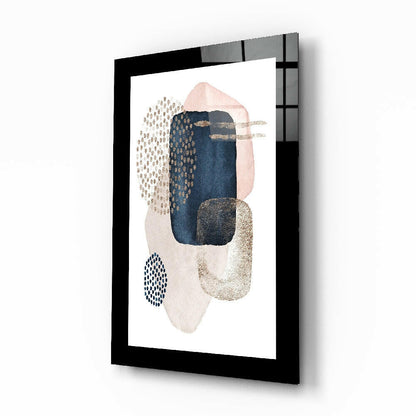 Gold Dotted Stacked Blocks Glass Wall Art