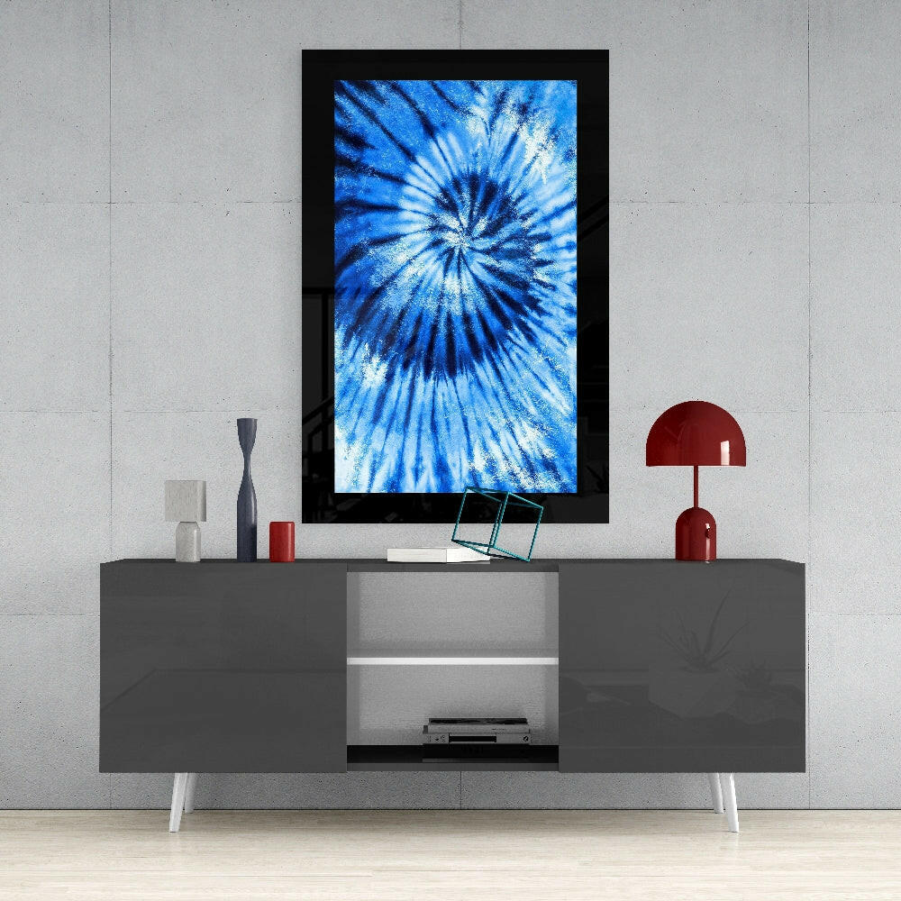 Blue Tie Dye Glass Wall Art