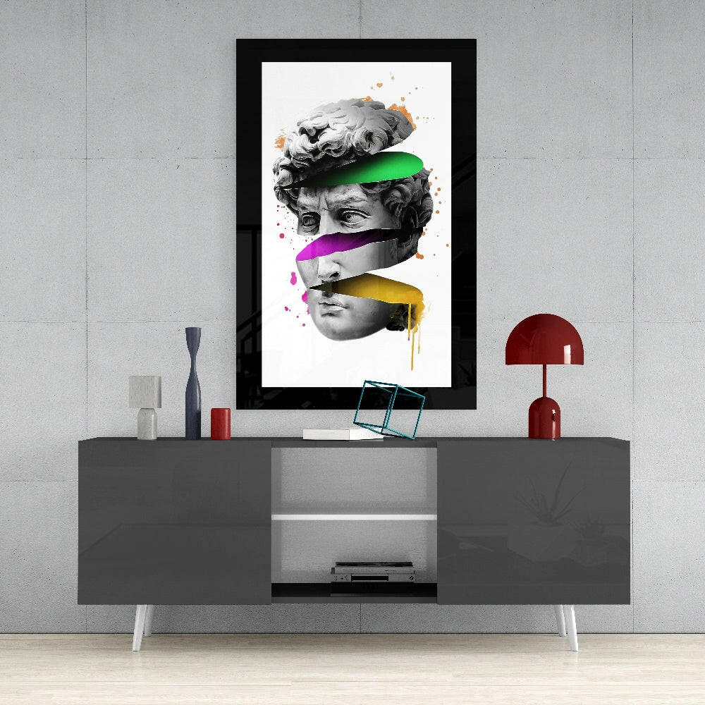Sliced Marble Head Color Bands Glass Wall Art