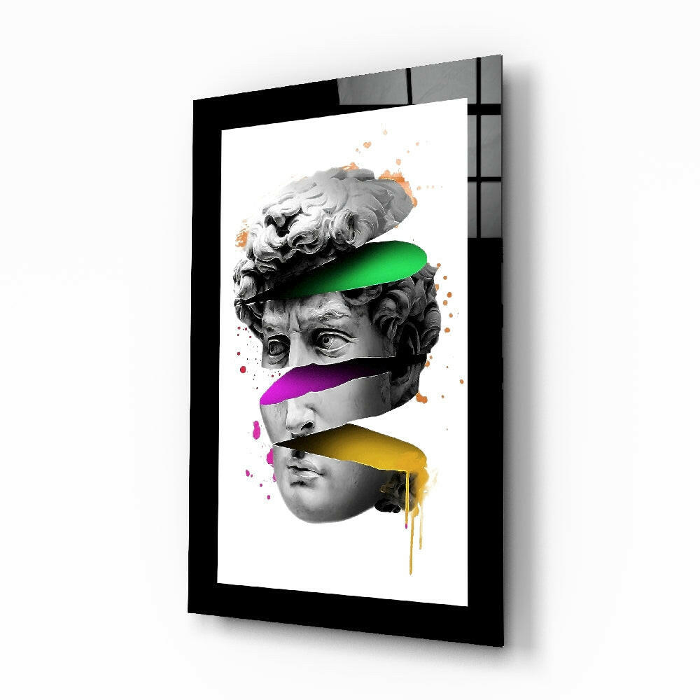 Sliced Marble Head Color Bands Glass Wall Art