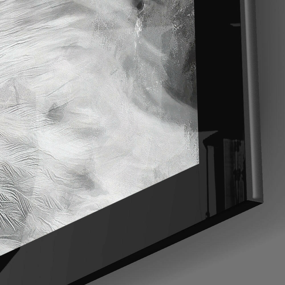 Gray Painted White Eagle Glass Wall Art