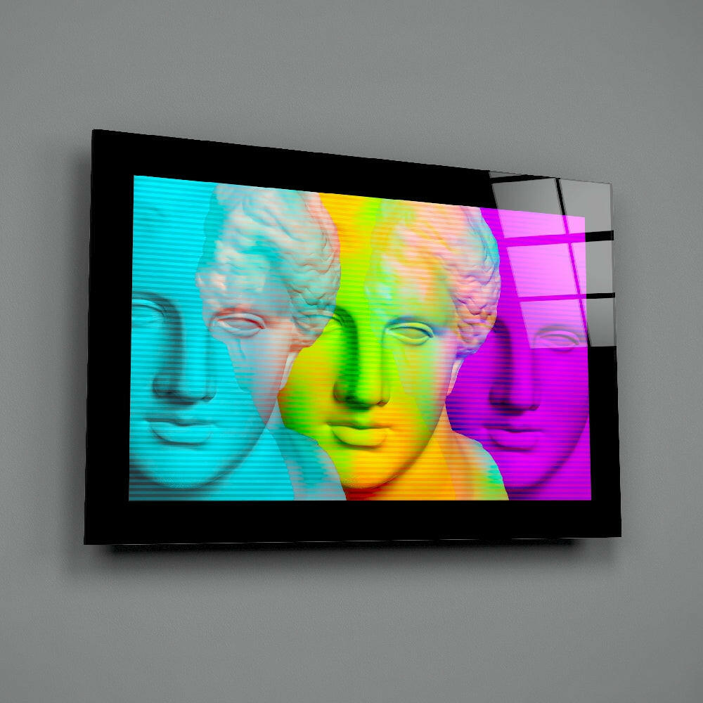 Neon Gradient Triple Bust Trio Glass Wall Art