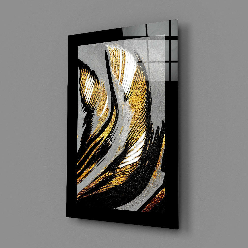 Gold Silver Brushstroke Swirl Glass Wall Art