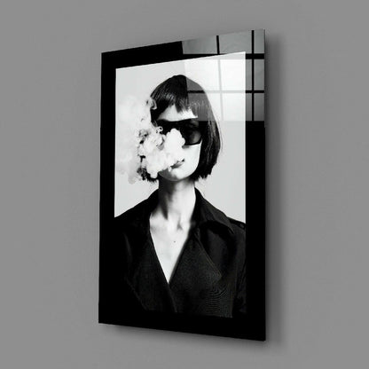 Bob Haircut Woman Smoke Face Glass Wall Art